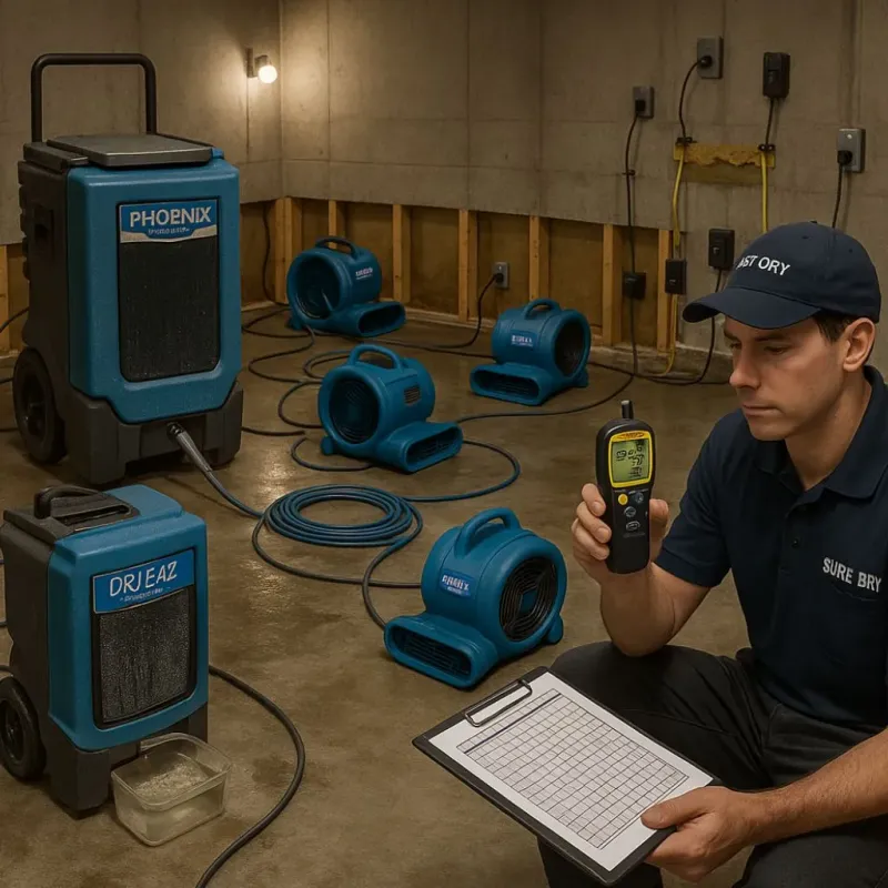 Structural Drying and Dehumidification process in Westlake, TX